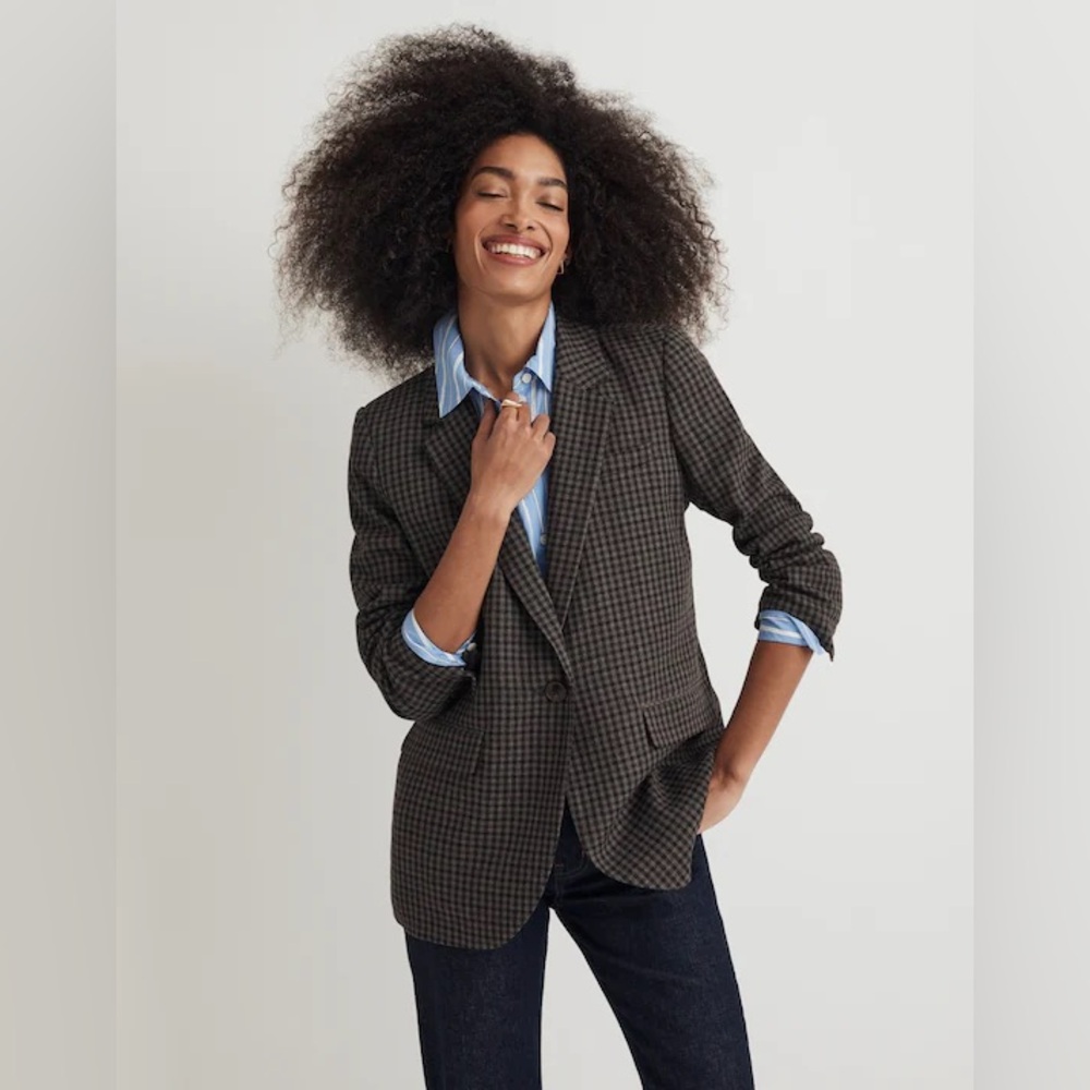 NWT - Madewell Larsen Blazer - Plaid XXS Brown Blue Black Fall Capsule